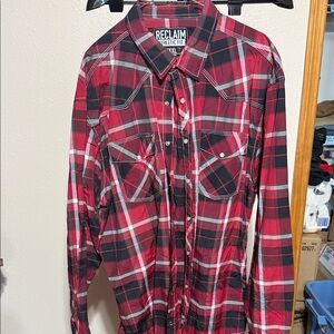 Red and Black Plaid Men's Casual Shirt